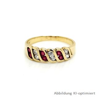 Damenring mit Rubin und Zirkonia echt Gold 333 Glanz Ringweite 54