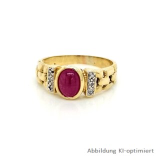 Damenring mit Rubin und 6x Diamant echt Gold 585 Ringweite 54