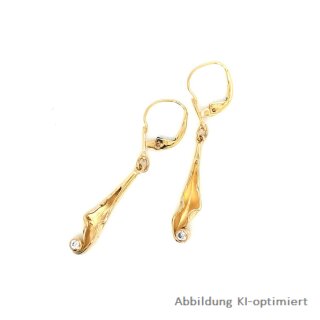 Ohrpendel natürlicher Optik mit Zirkonia echt Gold 333 matt/Glanz 40x5mm