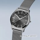 Bering Herrenuhr Ultra Slim Edelstahl grau Matt/Poliert  Saphirglas, Ziffernblatt schwarz, 3 ATM, 18340-377