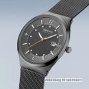 Bering Solar Herrenuhr Datum Milanaiseband und Zifferblatt grau Saphirglas 14442-077