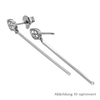 Ohrstecker als Pendel mit Zirkonia Silber 925/- rhodiniert 1,5mm x 50mm