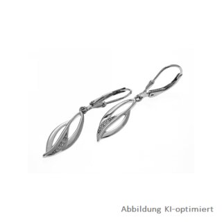 Ohrpendel mit Zirkonia echt Silber 925 matt/Glanz 38x8mm