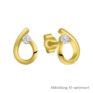 Ohrstecker Tropfen mit Zirkonia echt Gold 333 Glanz 10x6mm