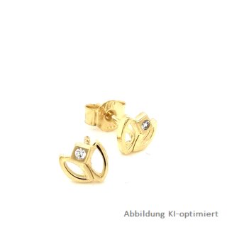 Ohrstecker Blume filigran mit Zirkonia echt Gold 333 Glanz 6x5mm