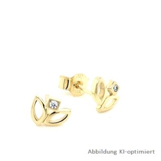 Ohrstecker Blume filigran mit Zirkonia echt Gold 333 Glanz 6x6mm