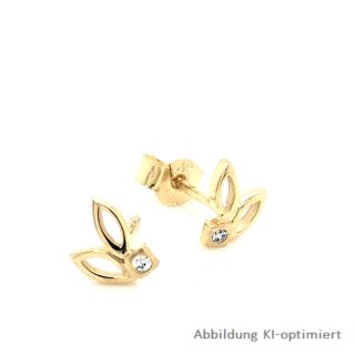 Ohrstecker Hase filigran mit Zirkonia echt Gold 333 Glanz 7x6mm