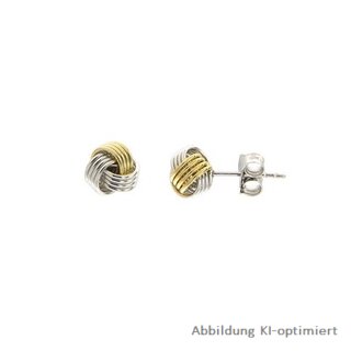 Ohrstecker Knoten bicolor gelb/weiß echt Silber 925 Glanz 7mm