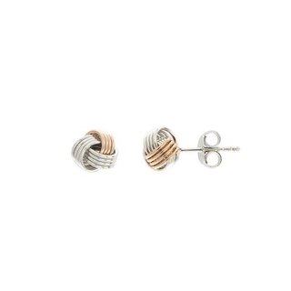 Ohrstecker Knoten bicolor rot/weiß echt Silber 925 Glanz 7mm