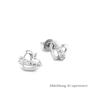 Ohrstecker Herz mit Zirkonia echt Silber 925 Glanz 6x6,5mm