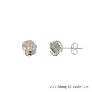 Ohrstecker Knoten bicolor gelb/weiß echt Silber 925 Glanz 8mm