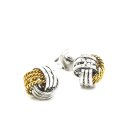 Ohrstecker Knoten bicolor gelb/weiß echt Silber 925...