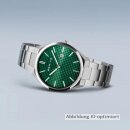 Bering Herrenuhr Ultra Slim Edelstahl silber poliert/gebürstet Saphirglas, Ziffernblatt grün, Datumsanzeige, 3 ATM, 17240-708
