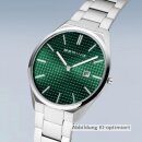 Bering Herrenuhr Ultra Slim Edelstahl silber poliert/gebürstet Saphirglas, Ziffernblatt grün, Datumsanzeige, 3 ATM, 17240-708