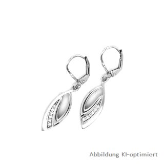 Ohrpendel Ohrhänger mit Zirkonia geschwungen echt Silber 925 matt/Glanz 35x8mm