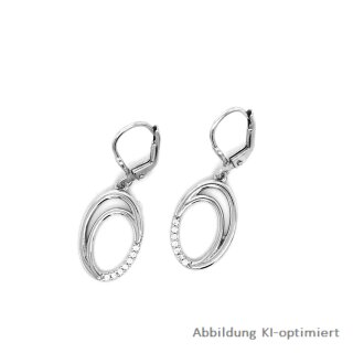 Ohrpendel Ohrhänger mit Zirkonia filigran echt Silber 925 matt/Glanz 31x11mm