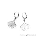 Ohrhänger Ginkgo echt Silber 925 matt/Glanz 32x16mm