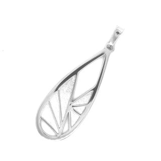 Großer Anhänger Tropfen echt silber 925 matt/Glanz 43x13mm