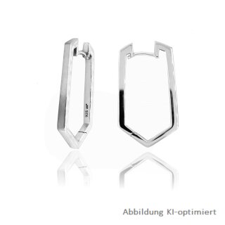 Creolen geometrisch geformt echt Silber 925 matt/Glanz 28x2mm