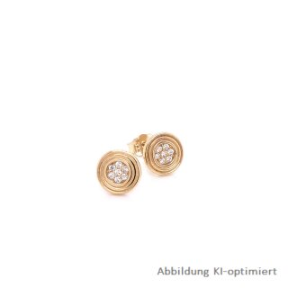 Runde Ohrstecker mit Zirkonia echt Gold 333 Glanz 7,6mm