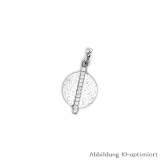 Anhänger länglich rund mit Zirkonia echt Silber 925 matt/Glanz 25x13mm