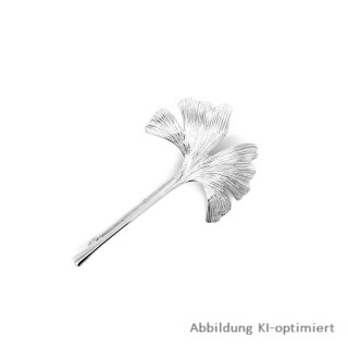 Anstecknadel Brosche Ginkgoblatt echt Silber 925 Glanz 56x34mm