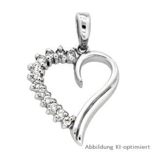 Anhänger Herz mit Zirkonia echt Silber 925 Glanz 22x13mm