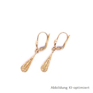 Ohrhänger filigraner Tropfen echt Gold 333 Glanz 30x4mm