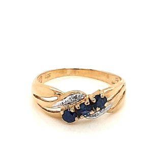 Damenring echt Gold 333 Safir Diamant poliert Weite 52