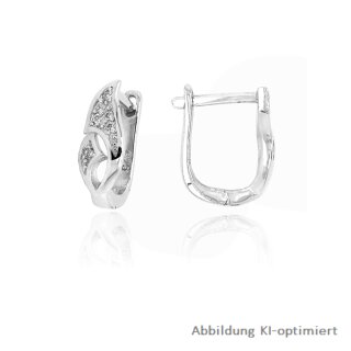Creolen Klappcreolen mit Zirkonia echt Silber 925 Glanz 14x5mm