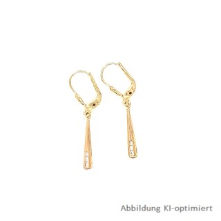 Ohrpendel langer Tropfen mit Zirkonia echt Gold 333 Glanz 33x3,3mm