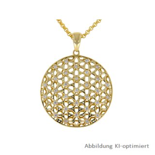 Anhänger Blume des Lebens echt Gold 333 mit Zirkonia 30,5x23,5