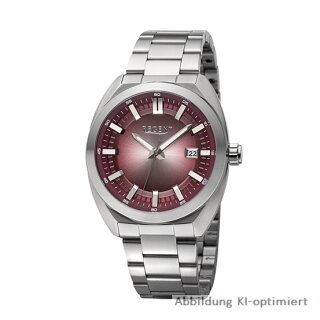 Regent Herrenuhr 10 Bar Zifferblatt bordeaux mit Metallband BA-826