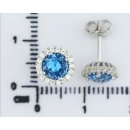 Ohrstecker echt Gold 333 mit Zirkonia blau/weiß 8mm