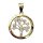 Anhänger Lebensbaum rund mit Zirkonia echt Gold 333 Glanz 22x15mm