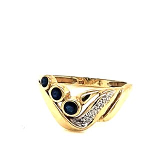 Damenring mit Diamant und Safir echt Gold 333 Ringweite 52