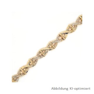 Fantasiearmband mit Diamanten echt Gold 585 Glanz 18cm