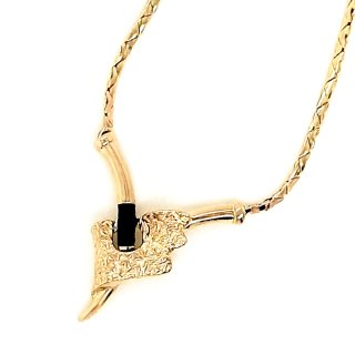 Halskette Collier mit Onix echt Gold 333 Glanz 45cm