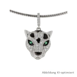 Anhänger Leopardenkopf mit farbigen Zirkonia echt Silber 925 Glanz 21x13mm