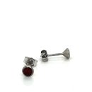 Ohrstecker echt Silber 925 rund mit Zirkonia rot 5mm