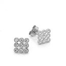 Ohrstecker quadratisch echt Silber 925 mit 9 Zirkonia 7mm
