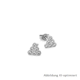 Ohrstecker Dreieck echt Silber 925 mit 6 Zirkonia 6x7mm