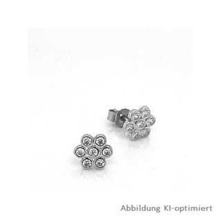 Ohrstecker Blüte echt Silber 925 mit 7 Zirkonia 6x7mm