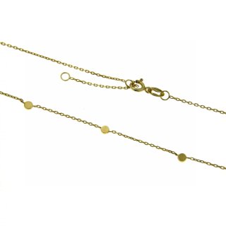 Silbercollier mit kleinen Plättchen vergoldet echt Silber 925 Glanz Länge 42+3cm
