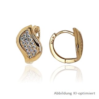 Creolen Klappcreolen echt Gold 333 Glanz mit Zirkonia 15x8mm
