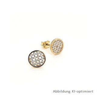 Runde Ohrstecker mit Zirkonia echt Gold 333 Glanz 8mm