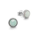 Runde Ohrstecker mit synth. Opal echt Silber 925 Glanz 8mm