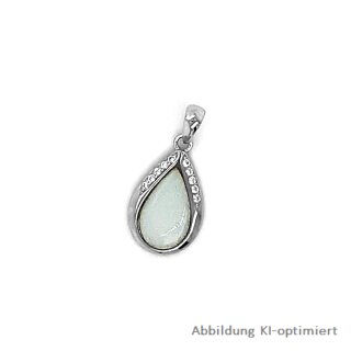 Anhänger Tropfen mit synth. Opal und Zirkonia echt Silber 925 Glanz 23x10mm