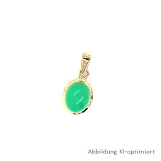 Anhänger oval mit Chrysopras echt Gold 333 Glanz 21x10mm