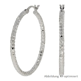 Bügelcreolen rund diamantiert echt Silber 925 Glanz 35x2mm
